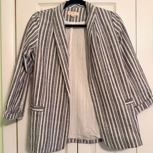 Promesa Striped Open-Front Blazer Jacket - Gray & White